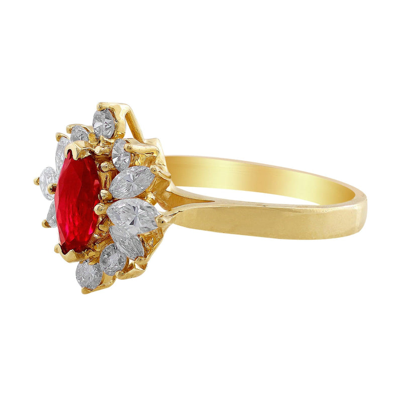 Estate Marquise Cut Ruby Diamond Ring