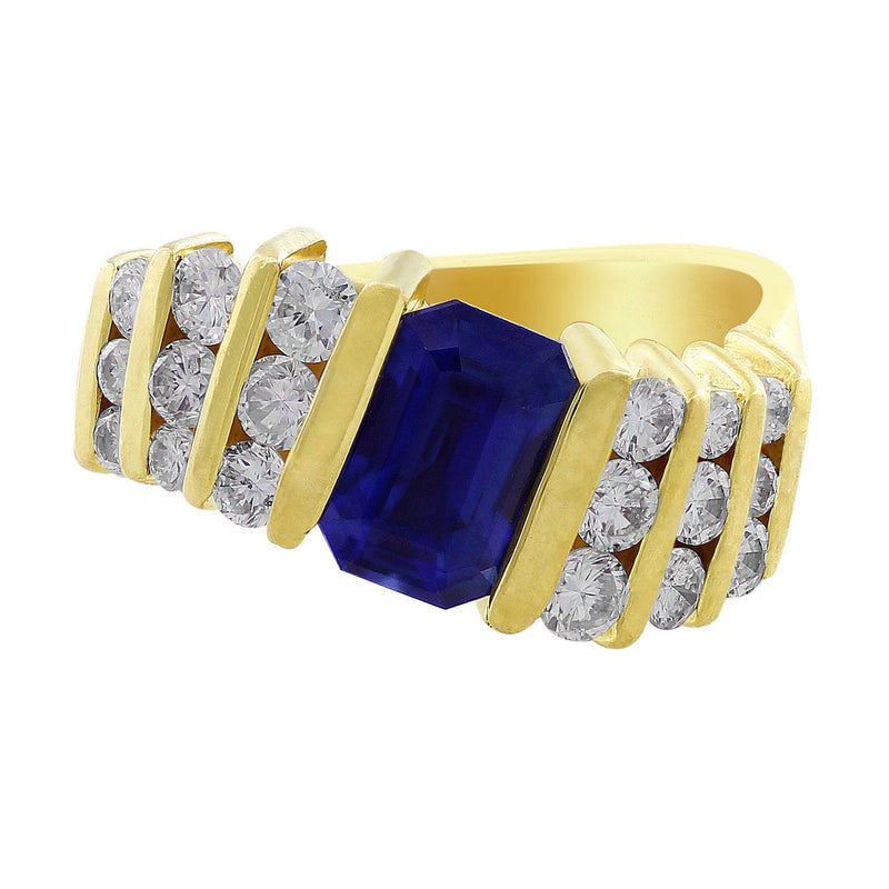 Estate Sapphire Channel Set Diamond Ring