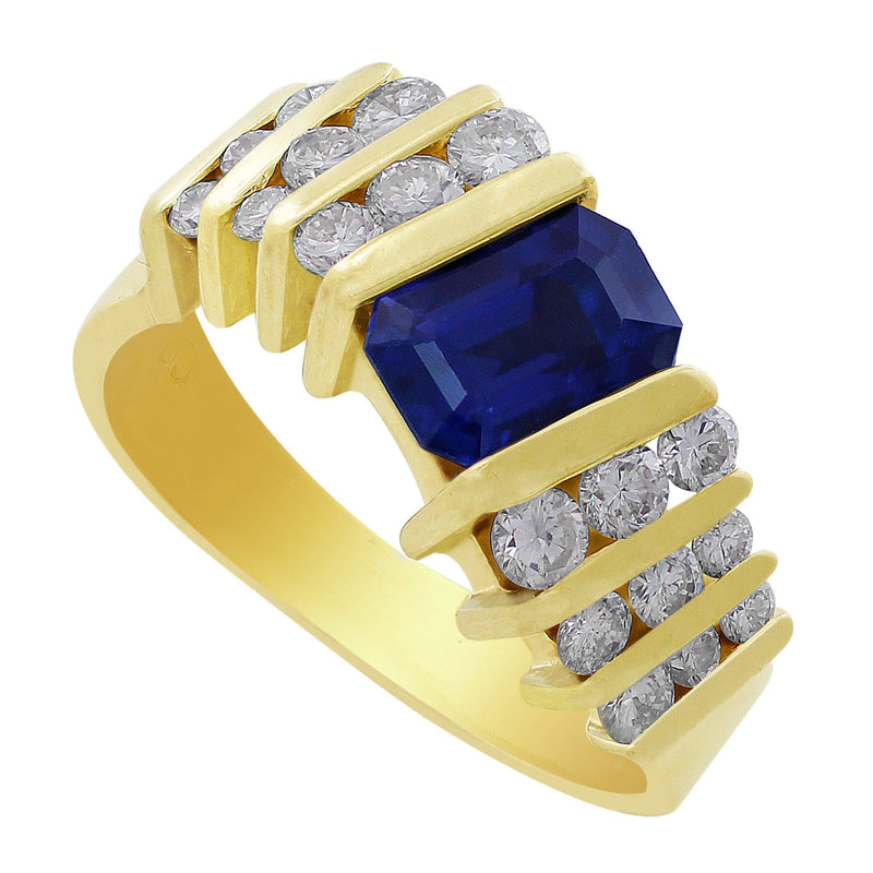 Estate Sapphire Channel Set Diamond Ring