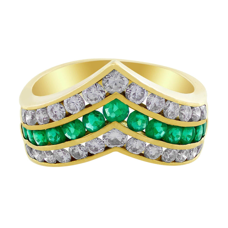Estate Channel Set Emerald Diamond Ring