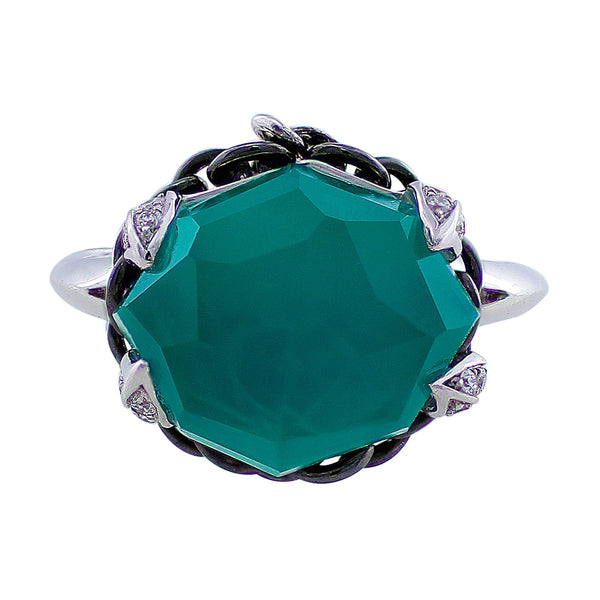Stephen Webster 18k White Gold Green Agate Diamond Ring – CJ