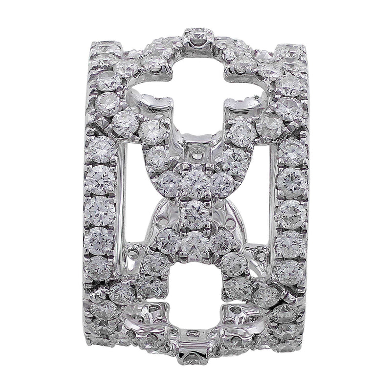 18k White Gold Floral Pave Diamond Band