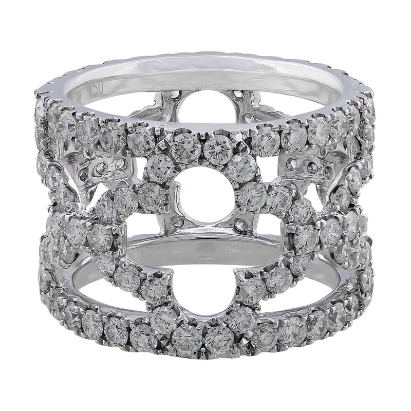 18k White Gold Floral Pave Diamond Band