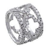 18k White Gold Floral Pave Diamond Band