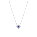 18K White Gold Sapphire Diamond Square Filigree Art Deco Necklace