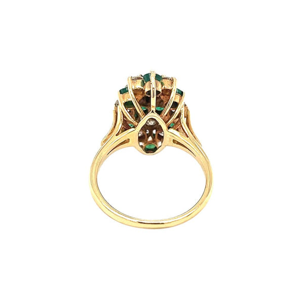 14k Yellow Gold Emerald and Diamond Ring - Estate