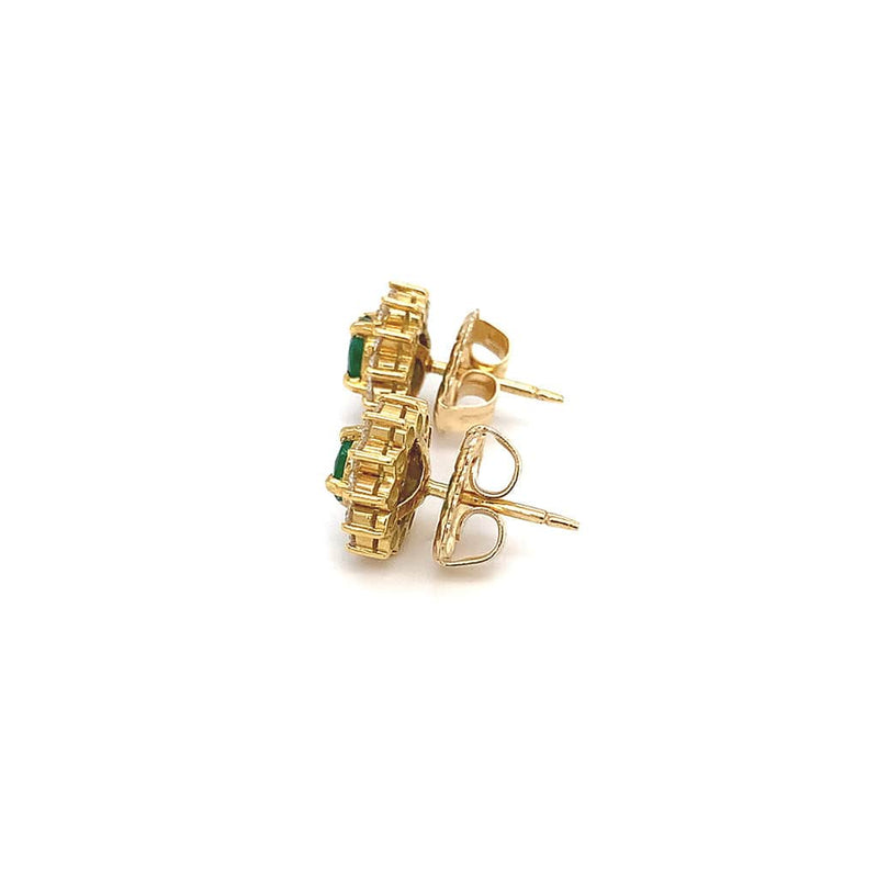 Emerald and Diamond Stud Earrings