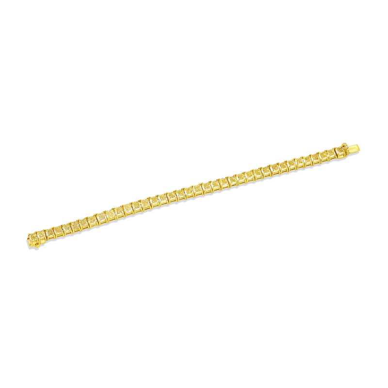 Rivière 18k Yellow Gold 19.07ctw Fancy Vivid Yellow Diamond Bracelet, GIA Certified