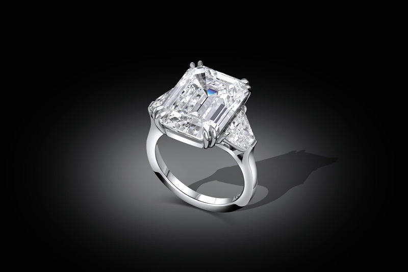 Platinum 11.92ct Center Emerald Cut Diamond Ring