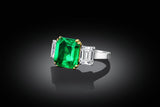 Platinum 18k Yellow Gold 3.91ct Natural Colombian Emerald Diamond Ring