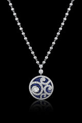 Estate " Graff" 18k Gold Diamond and Sapphire Necklace and Bracelet Set