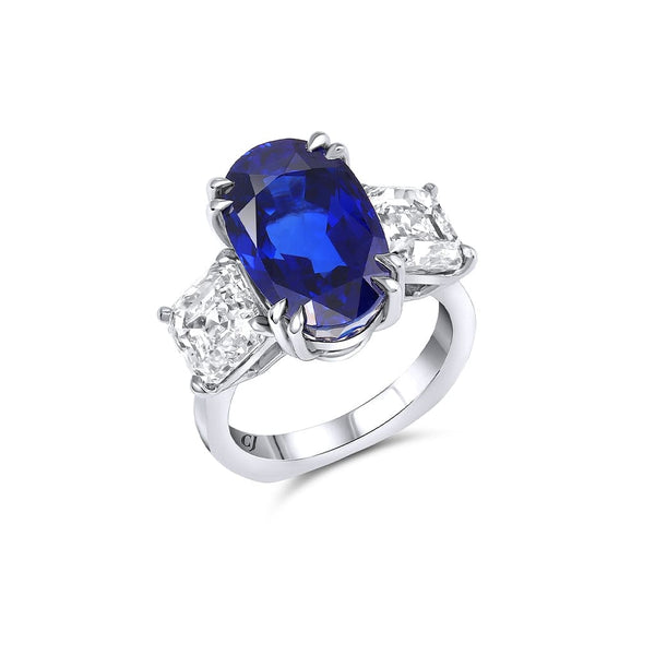 12.27ct Natural Burma "Royal Blue" Sapphire and Diamond Ring, Gübelin and GIA Report