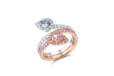 Rivière 18k Gold Platinum Fancy Intense Blue & Pink Diamond Ring