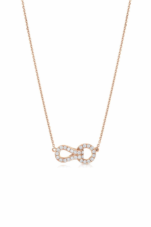 18k Rose Gold Necklace With Diamond Agraffe Pendant