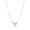 18kt White Gold Diamond Butterfly Necklace 4 Diamond in Chain