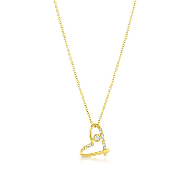 18kt Yellow Gold 0.11ctw Diamond Heart Necklace