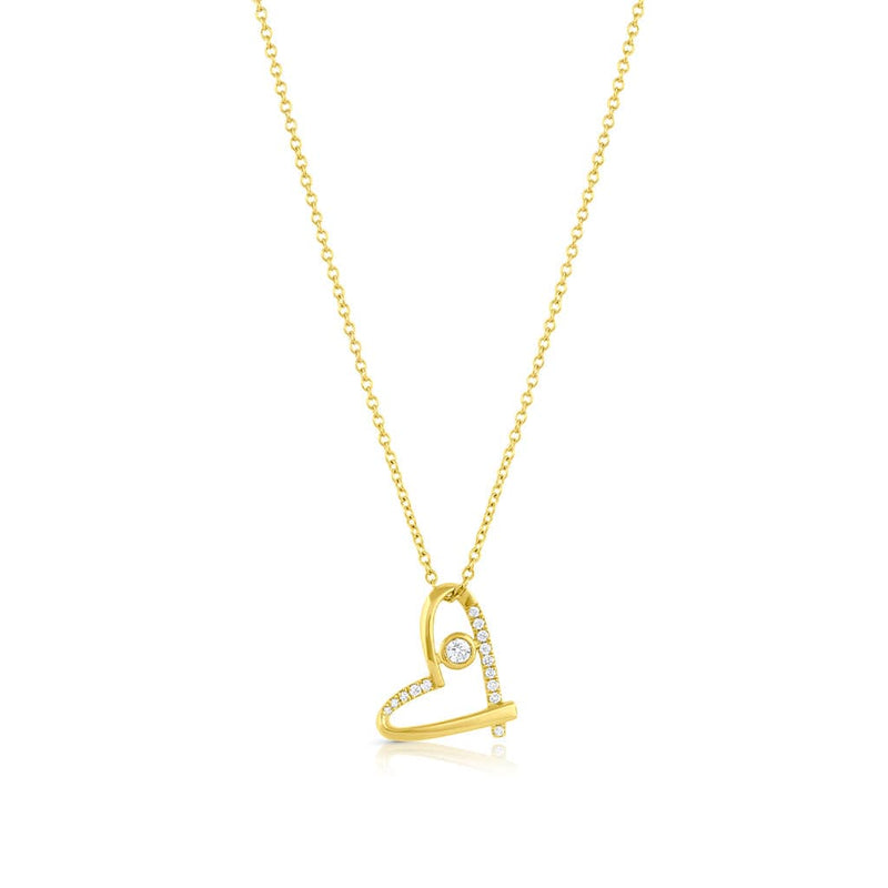 18kt Yellow Gold 0.11ctw Diamond Heart Necklace