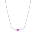 18kt White Gold Pink Sapphire and Diamond Crescent Necklace