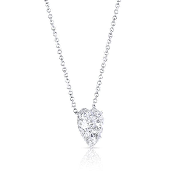 Rivière Platinum 4.03ct Heart-Shaped Diamond Halo Necklace, GIA Certified