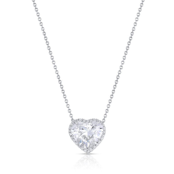 Rivière Platinum 4.03ct Heart-Shaped Diamond Halo Necklace, GIA Certified