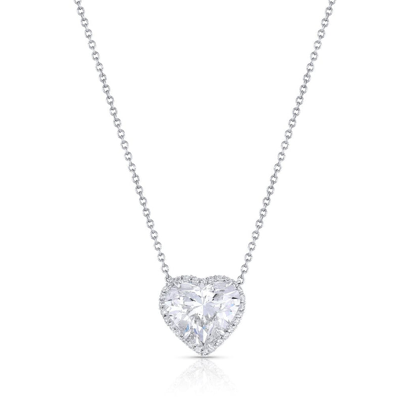 Rivière Platinum 4.03ct Heart-Shaped Diamond Halo Necklace, GIA Certified