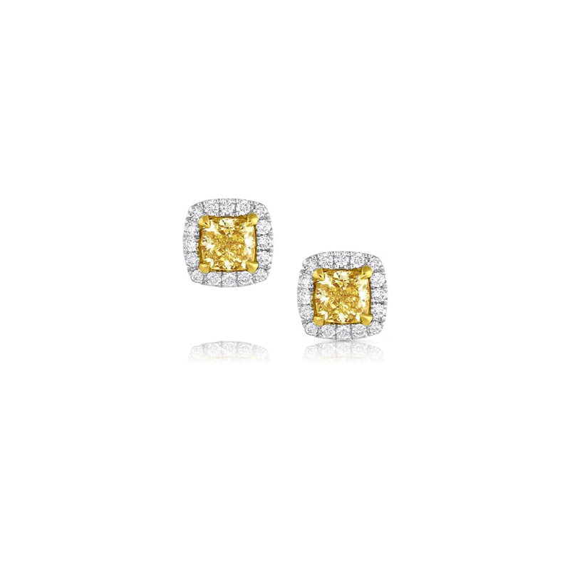 18kt White Yellow Gold 1.42ctw Yellow Diamond Studs