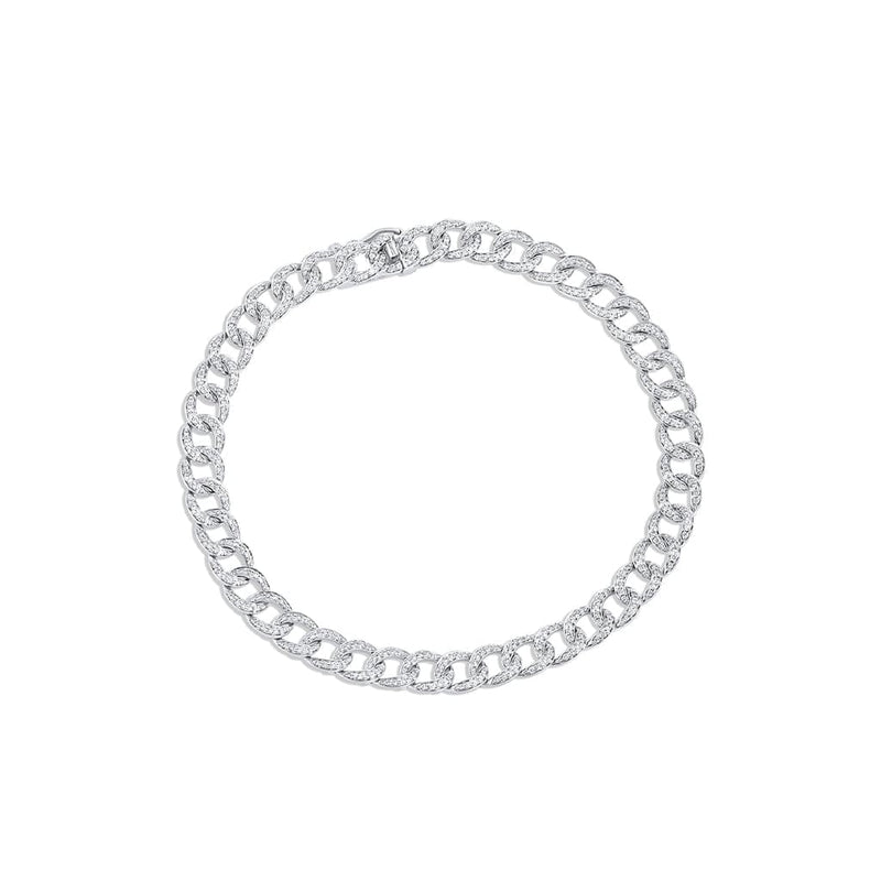 18kt White Gold 1.05ctw Pave Diamond Chain Link Bracelet