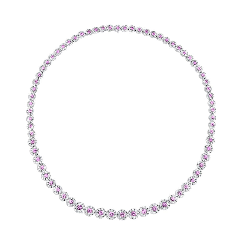 14kt White Gold 6.89ctw Pink Sapphire and Diamond Necklace