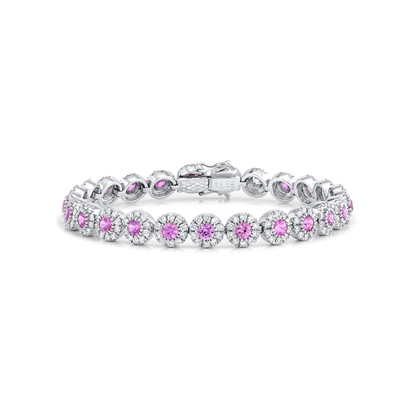 14kt White Gold 4.57ctw Pink Sapphire and Diamond Bracelet