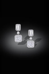 Rivière Platinum Princess and Emerald Diamond Drop Earrings, GIA Certified