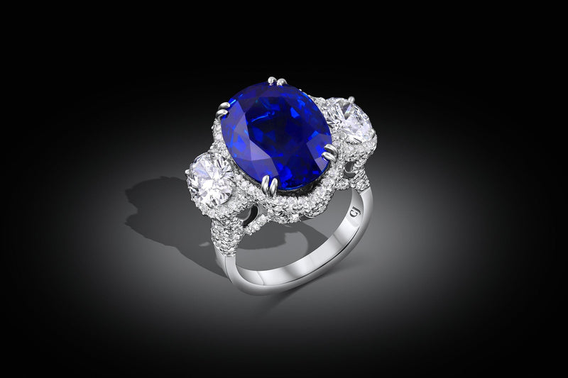 Platinum Burmese Oval Sapphire Diamond Ring, Gubelin Certified