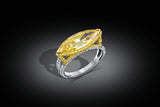 Rivière 18k Yellow Gold Platinum 2ct Fancy Intense Yellow Marquise Diamond Ring, GIA Certified