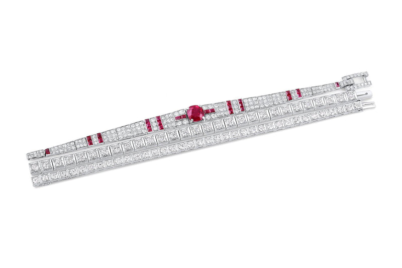 Estate Platinum & Diamond Block Bracelet, Circa 1920's