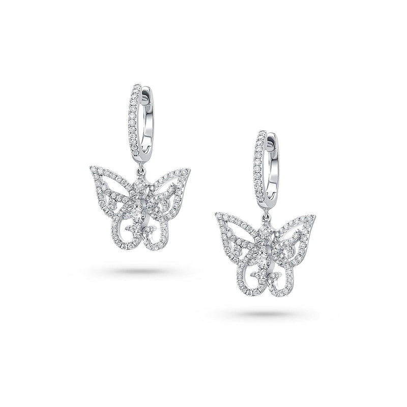 18KWG BUTTERFLY Chandelier PAVE DIAMOND EARRINGS