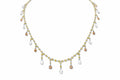 Rivière 18k Yellow Gold Platinum Briolette Multi-color Diamond Necklace