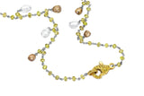 Rivière 18k Yellow Gold Platinum Briolette Multi-color Diamond Necklace