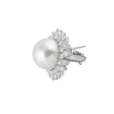 Estate 18k White Gold Pearl Diamond Earrings