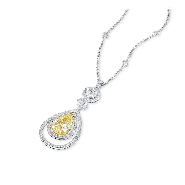 Estate 18k Gold 5.90ct Pear-Shaped Diamond Necklace, GIA Certified