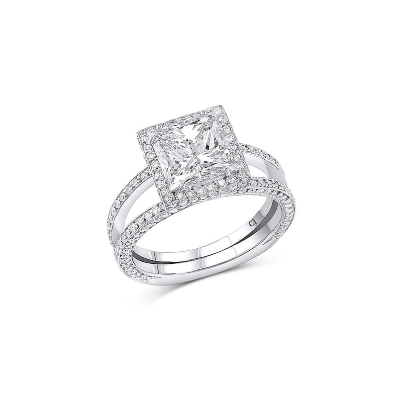 Rivière Platinum 2.19ct Princess Cut Diamond Split Shank Ring, GIA Certified