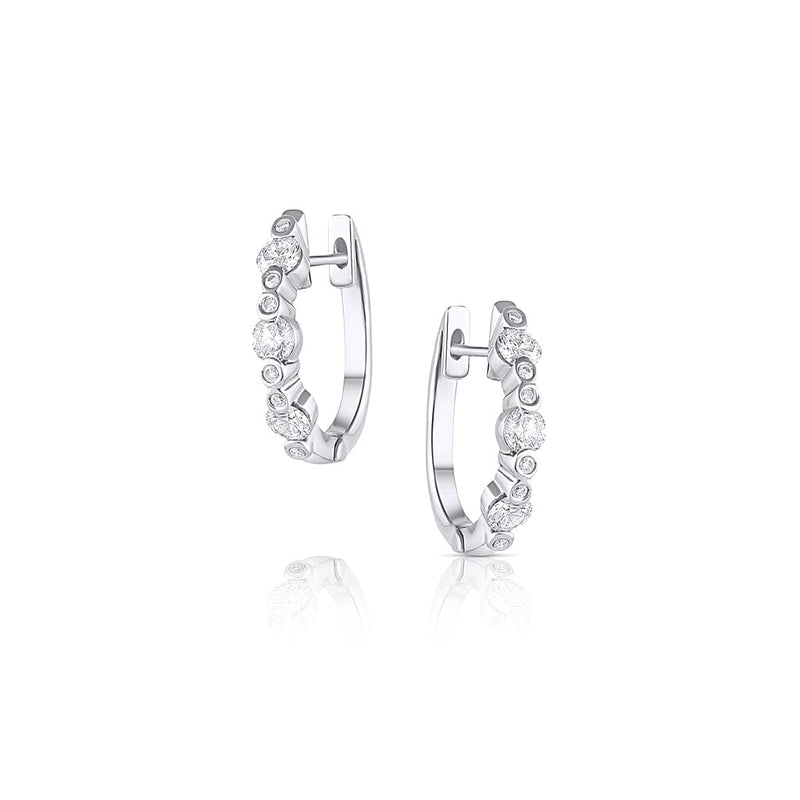 18k White Gold 0.84ctw Diamond Huggy Hoop Earrings