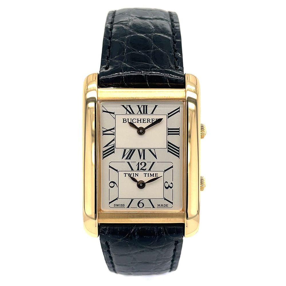Bucherer 18KY Rectangular Twin Time Quartz Watch - Pre-Owned – CJ