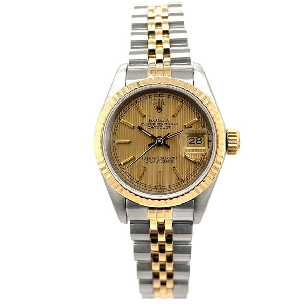 Rolex Lady-Datejust Champagne Tapestry Dial 69173 - Pre-Owned