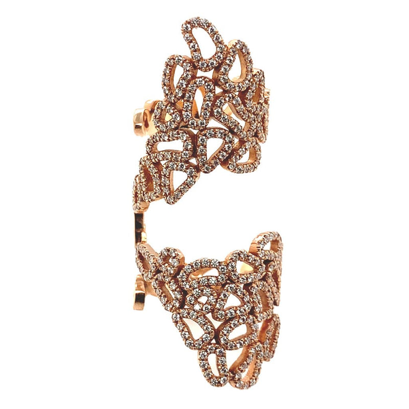18K Rose Gold Double Pavé Lace Ring - Pre-Owned