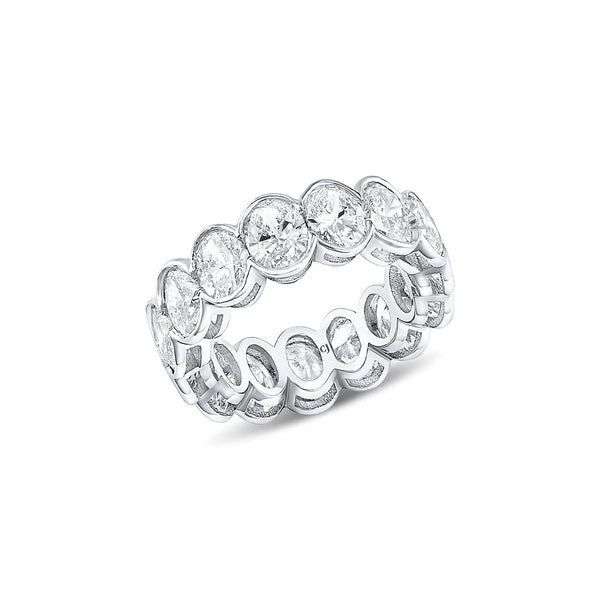 Platinum 7.37ctw 15 Oval-Shaped Diamond Band Ring, GIA Certified