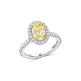 18k Gold 1.08ct Oval Fancy Yellow Diamond Ring, GIA Certified