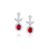 Platinum Burmese Ruby Diamond Necklace and Earring Set, Gubelin certified