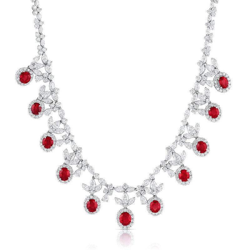 Round CZ Jewel Pendant Necklace Earring Set | Jewel pendant necklace,  Diamond pendants designs, Diamond jewelry set