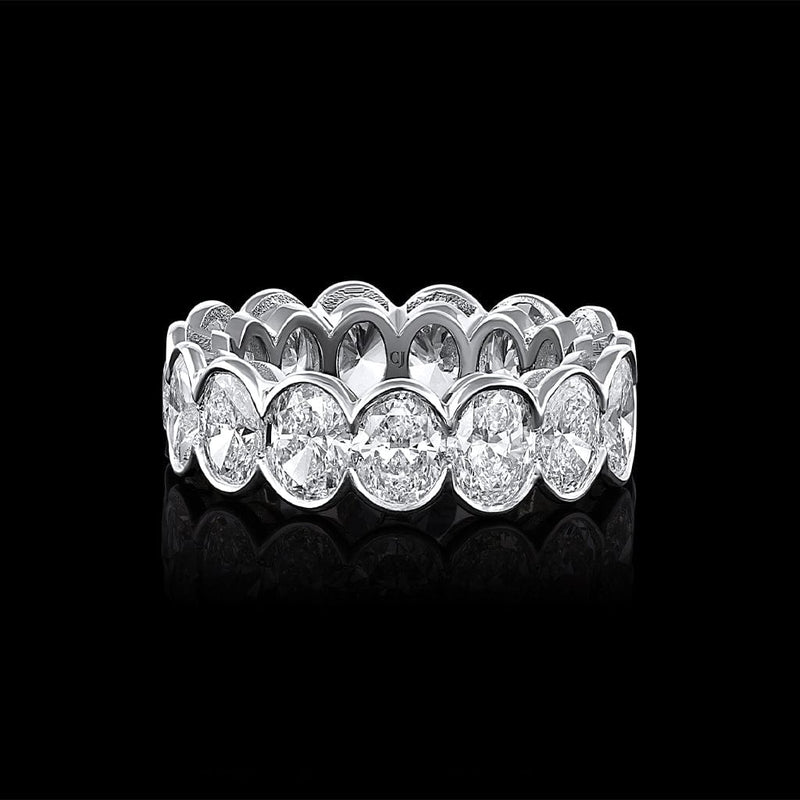 Platinum 7.37ctw 15 Oval-Shaped Diamond Band Ring, GIA Certified