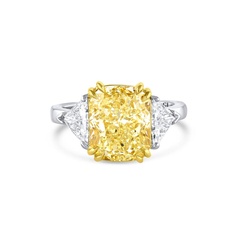 Platinum 18K Yellow Gold 5.23ct Fancy Yellow Diamond Ring, GIA Certified