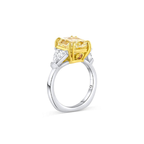 Platinum 18K Yellow Gold 5.23ct Fancy Yellow Diamond Ring, GIA Certified